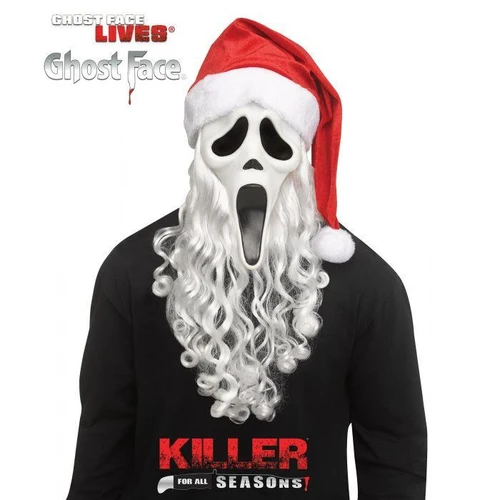 Fun World Ghost Face Santa Claus Scream Mask Christmas Halloween Fancy Dress Costume Accessory