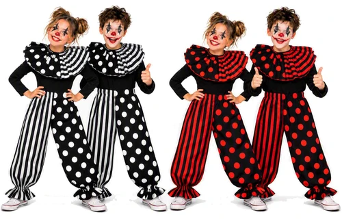 Childs Clown Pants & Collar Halloween Horror Sinister Circus Fancy Dress [Age 8-12 Years]