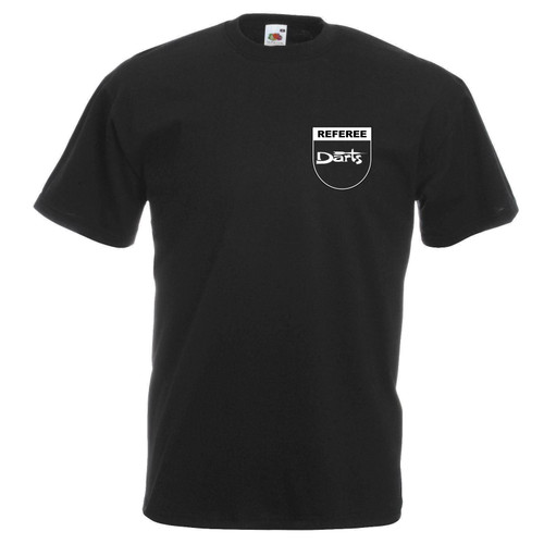Adults Darts Referee Sports Supporter Unisex Black T-Shirt & FREE Whistle