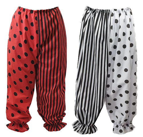 Adults Horror Circus Polka Dot Striped Clown Pants Halloween Fancy Dress