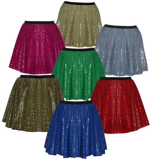 Adults 15" Length Sequined Skirt Showgirl Ringmaster Disco Diva Fancy Dress