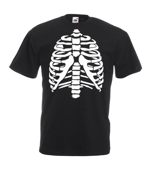 Adults Day of The Dead Skeleton Bone Ribcage Halloween Unisex Black T-Shirt Adults Day of The Dead Skeleton Bone Ribcage Halloween Unisex Black T-Shirt