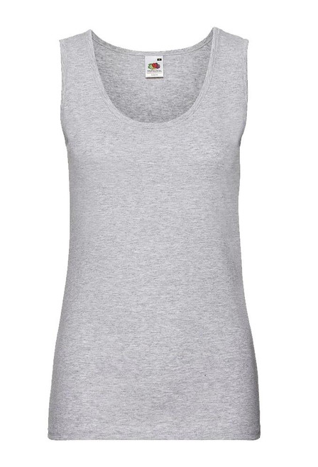 Womens Fruit of the Loom Athletic Valueweight Grey Lady Fit Vest Tank Top