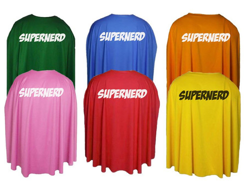 Adults 35" Length Super Nerd Dork Dweeb National Nerd Day Superhero Cape Fancy Dress