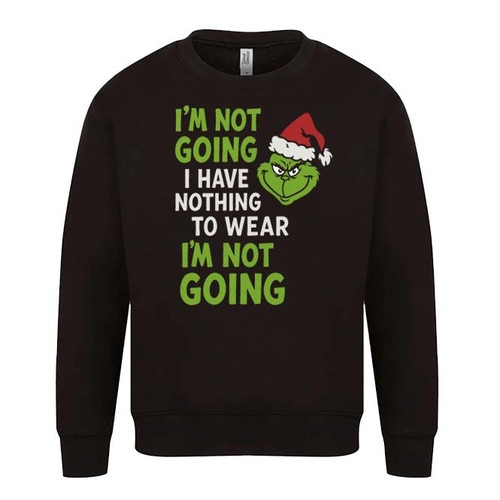 Adults Im Not Going Ive Nothing to Wear Festive Grumpy Black Christmas Jumper