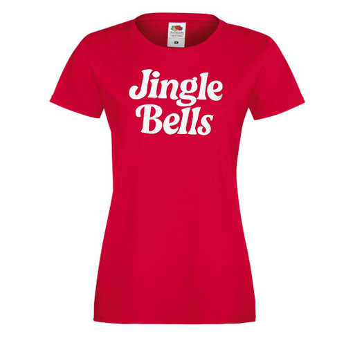 Womens Jingle Bells Festive Red Christmas Lady Fit T-Shirt