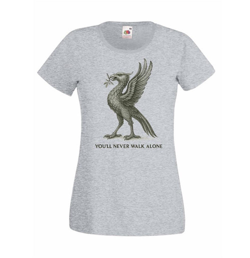 Womens City of Liverpool Mascot YNWA Liver Bird Lady Fit Grey T-Shirt