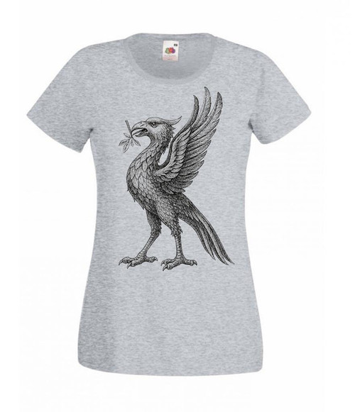 Womens City of Liverpool Mascot YNWA Liver Bird Lady Fit Grey T-Shirt