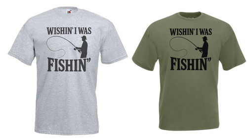 Adults Wishin I Was Fishin Fishing Outdoor Sports Fisherman Unisex T-Shirt