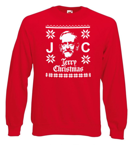 Adults Jeremy Corbyn Politics Festive Red Unisex Jerry Christmas Jumper