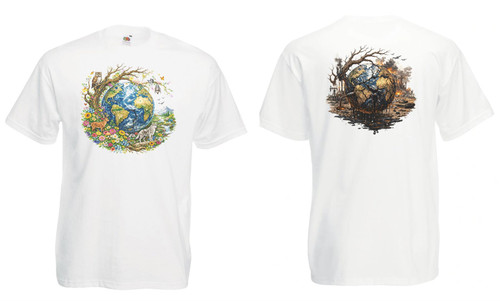 Adults Planet Earth Resource Human Nature Industry Destruction Unisex White T-Shirt