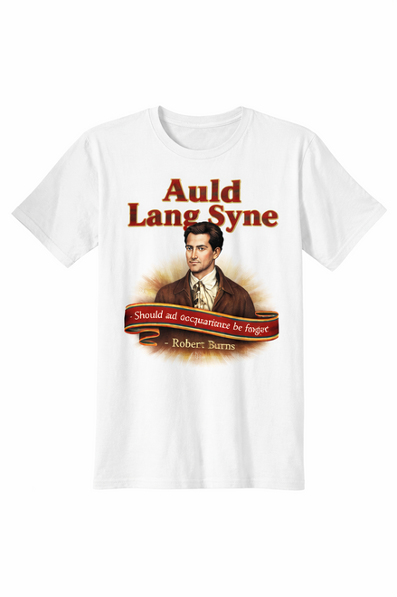 Adults Auld Land Syne Robert Burns New Years Eve Hogmanay Unisex White T-Shirt