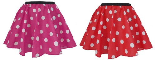 Adults Minnie Polka Dot 15" Length Skater Skirt Cartoon Book Day Movie Fancy Dress