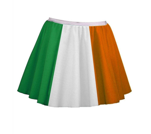 Adults Tricolor Flag of Ireland 15" Length Skater Skirt St Patricks Day Irish Sports Supporters Fancy Dress