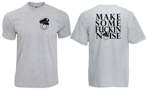 Adults Rave Police Make Some Noise Happy Face Anti-Police Logo Unisex Grey T-Shirt