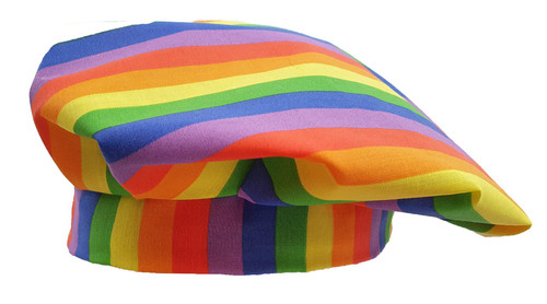 Adults Rainbow Multicoloured Stripe Beret LGBTQ+ Gay Pride March Fancy Dress Novelty Hat