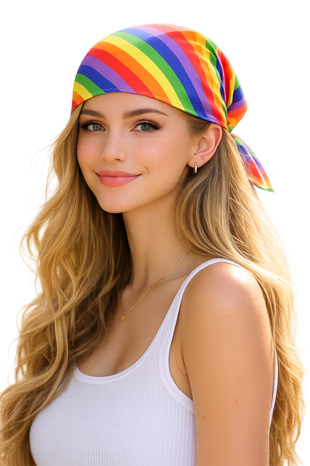 Adults Multicoloured Striped Bandana LGBTQ+ Gay Pride March Month Fancy Dress