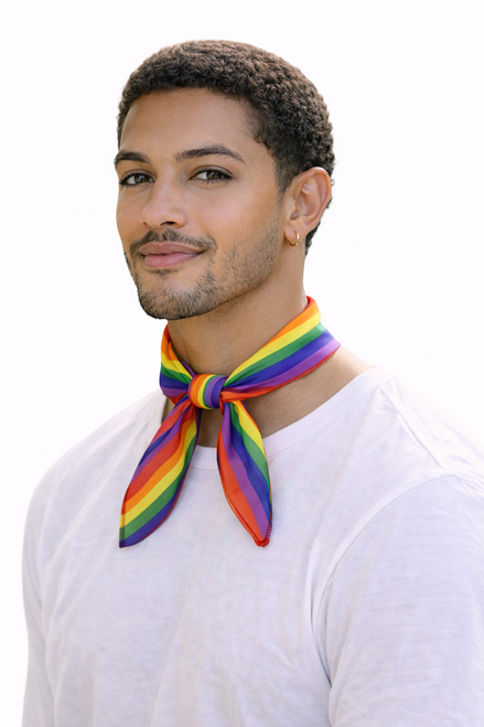 Adults Multicoloured Striped Neckie LGBTQ+Gay Pride March Month Fancy Dress Costume Accessory