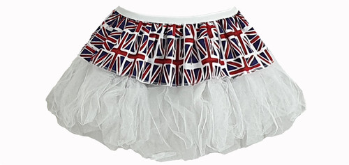 Adults Union Jack 12" (30cm) Length Cyber Tutu Skirt Great Britain National Flag Fancy Dress