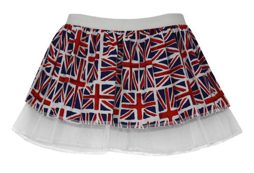 Adults Union Jack 12" (30cm) Length Pleated Tutu Skirt Great Britain National Flag Fancy Dress [S-M]