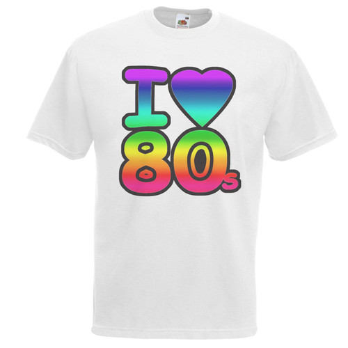 Adults I Love The 80s 1980s Decades Festival Weekender Unisex White T-Shirt
