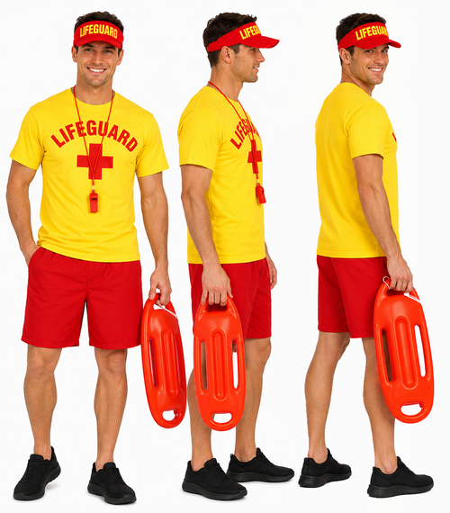 Adults Lifeguard Seaside Stag Night Hen Party Beach Emergency Services Fancy Dress Costume