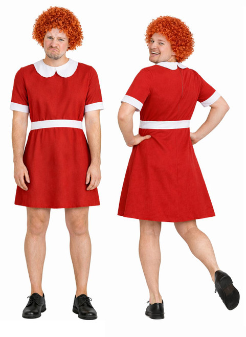 Adult Mens Annie Orphan Girl Stag Party Night Fancy Dress Costume