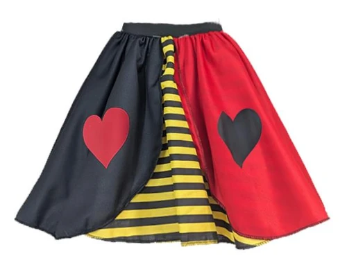 Adults Queen of Hearts 15" (38cm) Length Skirt Wonderland World Book Day Fancy Dress