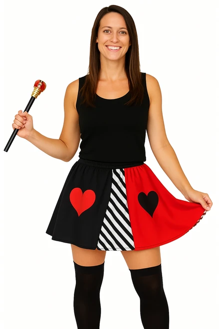 Adults Queen of Hearts Skirt 15" (38cm) Length World Book Day Wonderland Fancy Dress