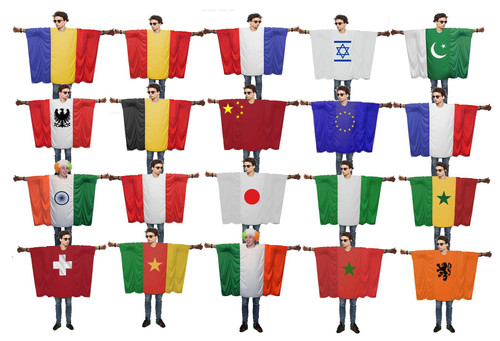 Adults National World Flag Country Themed Poncho Patriotic Sports Supporters Fancy Dress