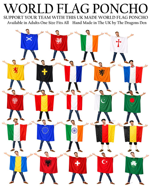 Adults National World Flag Country Themed Poncho Patriotic Sports Supporters Fancy Dress