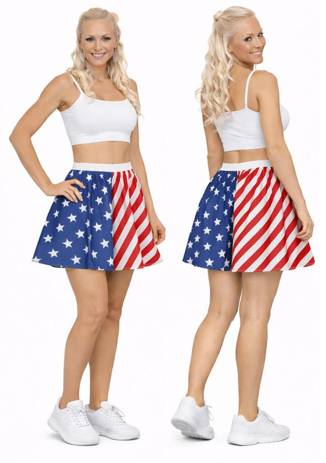Adults 15" (38cm) Length USA National Flag of America Stars & Stripes Skater Skirt July 4th Independence Day Fancy Dress