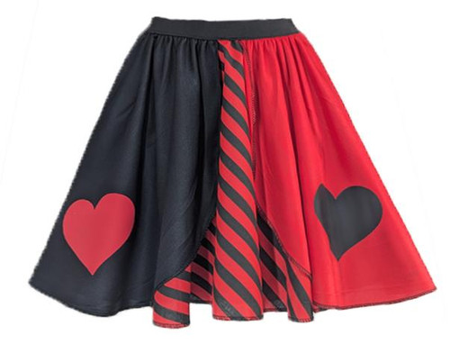 Adults Red & Black Queen of Hearts 15" (38cm) Length Skirt World Book Day Wonderland Fancy Dress