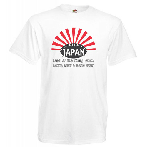 Adults Japan Rugby Global Sport Japanese Land Rising Scrum Unisex White T-Shirt