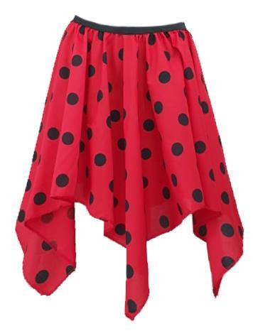 Adults Ladybird Lady Bug Red & Black Polka Dot Handkerchief Skirt Insect World Book Day Fancy Dress