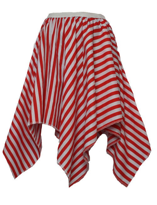 Adults Red & White Striped Candy Cane Handkerchief Skirt Christmas Fancy Dress