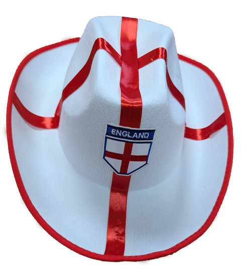 Adults England St George Cross Saint Georges Day Fancy Dress Cowboy Cowgirl Hat [One Size]