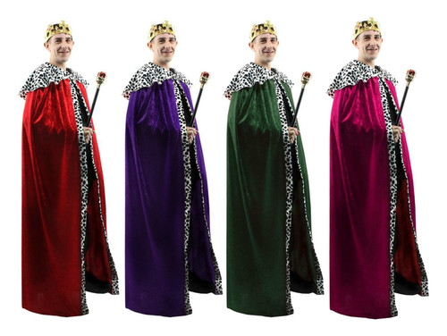 Adults Deluxe Kings Robes Cloak Nativity 3 Wise Men Medieval Cape & Crown Royal Fancy Dress