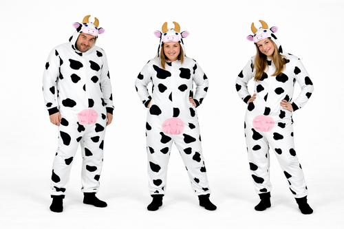Adults Cow Bodysuit & Headpiece Farm Animal Stag Hen Party Fancy Dress Costume