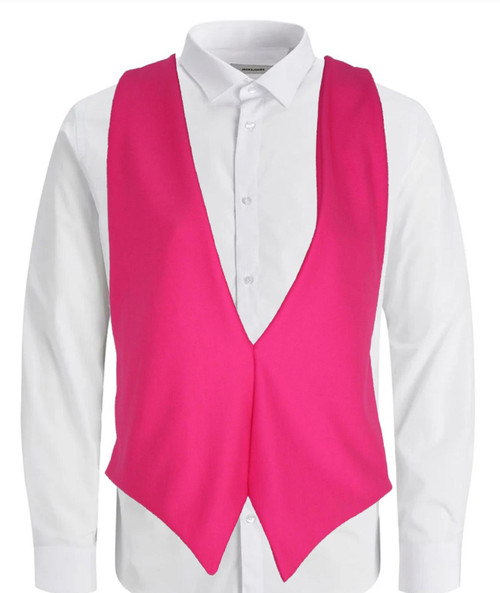 Adults Neon Pink Backless Waistcoat Fancy Dress Costume Accessory