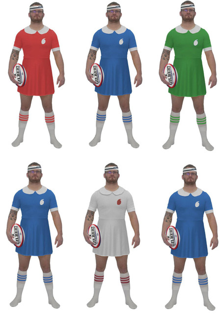 Adults All Nations Rugby Dress & Headband Stag Night Sports Fancy Dress