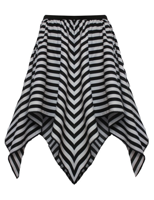 Adults Black & White Striped Prison Convict Humbug Hankerchief Skirt Fancy Dress