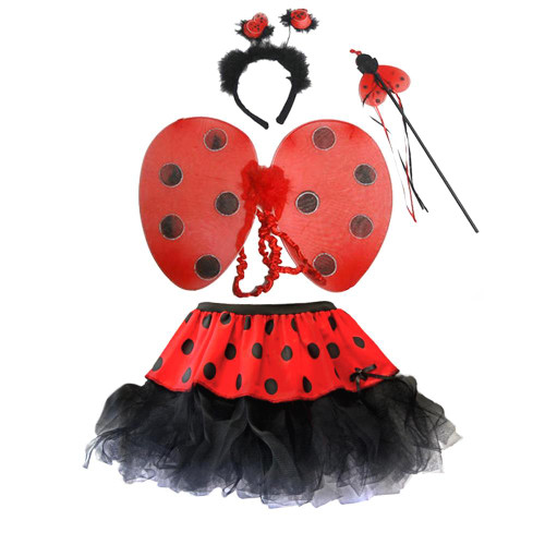 Adults 12" (30cm) Length Ladybird Tutu Skirt & Wings World Book Day Fancy Dress