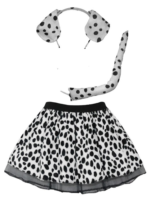 Adults Dalmatian 12" (30cm) Length Tutu Skirt Ears & Tail World Book Day Cruella Halloween Fancy Dress