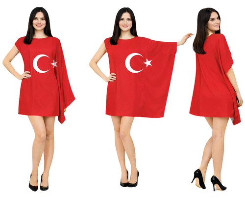 Adults Al Bayra Al Sancak Red Banner National Flag of Turkey Turkish Supporters Fancy Dress Costume