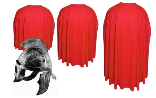 Adults Spartan Red Cape & Helmet Sparta Elite Warrior Greek Historical Fancy Dress