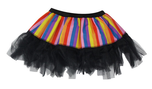 Adults 15" (30cm) Length Mad Hatter Multicoloured Striped Tutu Skirt Wonderland Fancy Dress [8-12]