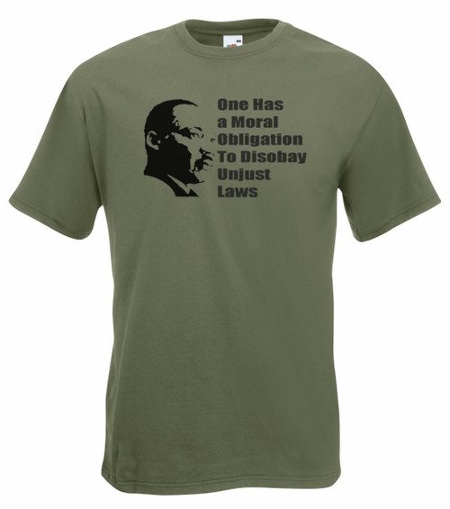 Adults Martin Luther King Moral Obligation Unjust Laws Unisex Olive T-Shirt