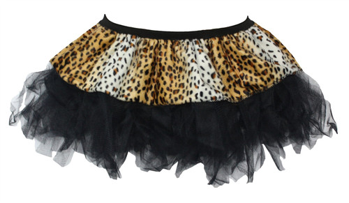 Adults 12" (30cm) Length Leopard Big Cat Animal Print Cyber Tutu Skirt Afrrican Safari Fancy Dress [S-M]