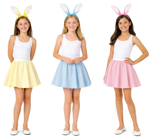 Childs Pastel Easter Bunny 15" Length Skirt & Rabbit Ears Fancy Dress